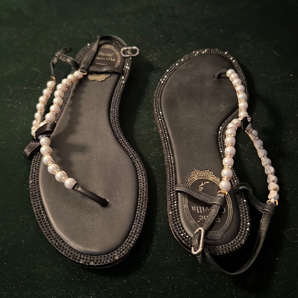 Rene Caovilla Black Pearl Sandals